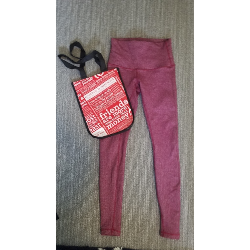 Size 4 Lulu Red Herringbone WARM leggings